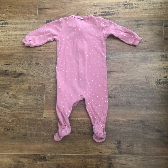 Petit Lem Dusty Rose Polka Dot Footed Sleeper 3-6M - Picture 3 of 4